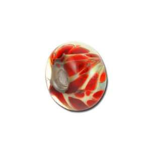  12mm Red Swirl Boro Glass Bead   Large Hole Arts, Crafts 