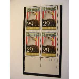 US Postage Stamps, 1991, Savings Bonds, S# 2534, Plate Block of 4, MNH