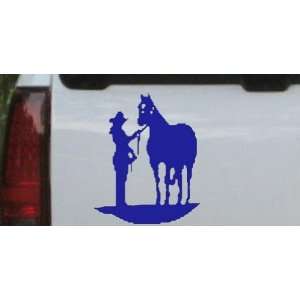 Blue 14in X 11.5in    Cowgirl with Horse Western Car Window Wall 