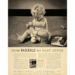  1938 Ad International Salt Sterling Table Baby Baseball 