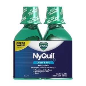 Vicks 44 Nyquil Cold and Flu Relief Liquid, Original Flavor, 24 Ounce 