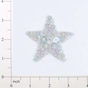  Star Bead and Sequin Applique   Silver   2 3/8in Each Arts 