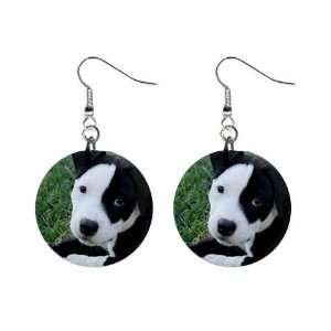  American Pit Bull Puppy Dog Button Earrings A0013 