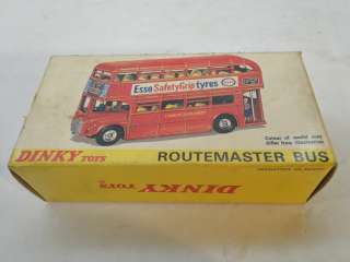 VINTAGE DINKY ROUTEMASTER DOUBLE DECKER toy BUS 289 BOX ESSO TYRES 