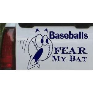 Navy 26in X 15.0in    Baseballs Fear My Bat Sports Car Window Wall 
