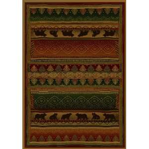 Bearwalk Wilderness green and red area rug Genesis collection 3.11 x 5 