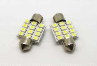 One Pair 12 SMD 1210 1.25 (31mm) LED Festoon Dome Light Bulbs 
