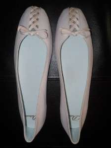 NWOB Delman Baby Pink Leather Ballerina Shoes w/Bow & Criss Cross 