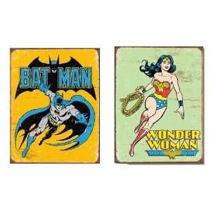  Set of two Retro Signs Batman & Wonder Woman Toys 