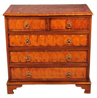 English Antique Style Yew Oyster Bachelors Chest