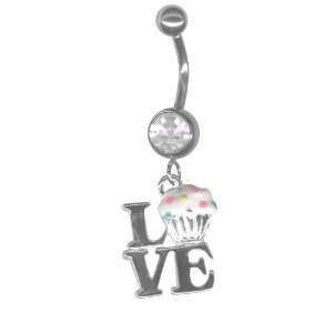 Cupcake Belly Ring Cup Cake Love Belly Button Ring 14g 3/8 