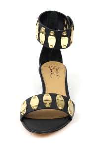 Mark & James Badgley Mischka Marissa Black Gold $295 Leather Sandals 