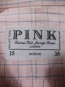 Thomas Pink London Pink Blue Windowpane FC Shirt 15.5x35  