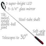 Telescoping LED Lighted Inspection Mirror 3 1/4 Glass  