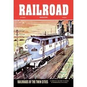 Railroad Magazine Railroads of the Twin Cities, 1954   12x18 Framed 