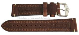 22mm Hirsch LIBERTY Brown Chrono Leather Mens Watch Band Strap 