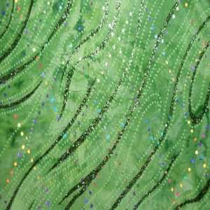  Polyester Spandex Tie Dye Glitter Swirl Fabric Green