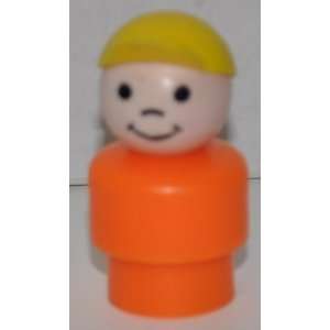  Vintage Little People Boy (Yellow Cap & Orange Plastic 