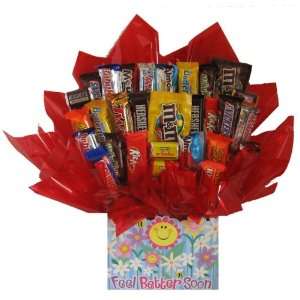   Candy bouquet in a Feel Better Soon Get Well box 