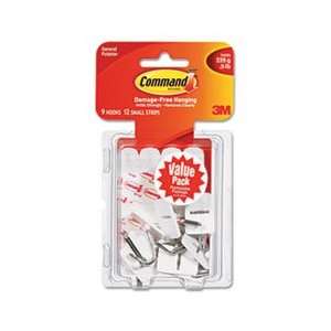  Adhesive Hooks, Small, Holds 1/2 lb, White, 9/Pack