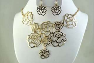 wholesale price gold rose bib necklace new style f/s  