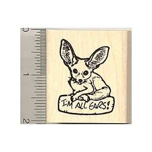 Fennec Fox Rubber Stamp   Wood Mounted