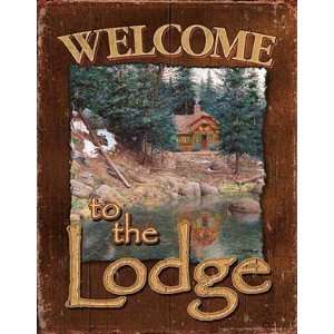  Welcome to Our Lodge Antiqued Tin Sign