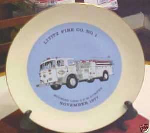 BEAUTIFUL 1977 LITITZ, PA. FIRE CO NO.1 COLLECTOR PLATE  