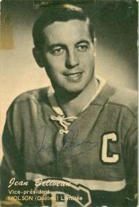 Vintage Jean Beliveau Signed Molson Montreal Canadiens Postcards 