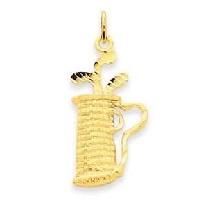  14k Yellow Gold Golf Bag Pendant Jewelry