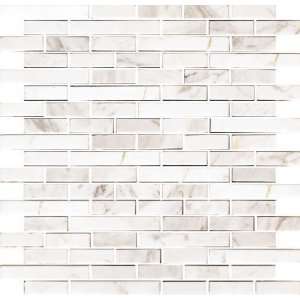 Sample   E46 Carrara Brick Mosaic White and Light Brown Marble Thin in 