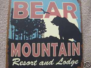 Bear Mountain RUSTIC LODGE DECOR Tin Metal Sign  