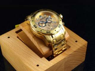 NEW Invicta Men Scuba Pro Diver Swiss Chronograph 18k Gold Stainless 