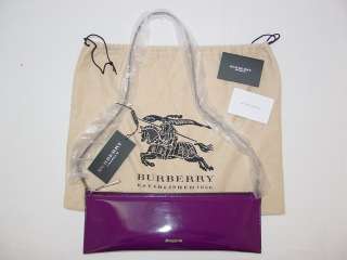 New Authentic BURBERRY PRORSUM Beetroot Parmoor Patent Leather Clutch 