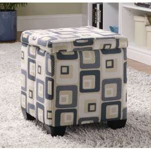  Square Storage Ottoman with Grid Pattern in Multi Finish 