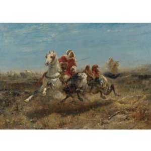   Made Oil Reproduction   Adolf Schreyer   32 x 32 inches   The Chase