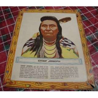 Vintage Cereal Box Cut Out CHIEF JOSEPH Nez Perce  