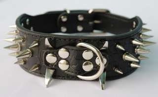   Spiked Dog Collars Leather Colorful Collars for Pit bulldog  