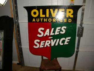   Oliver Tractors IH DBL Sided Shield Sales Service Farm Tin Sign  