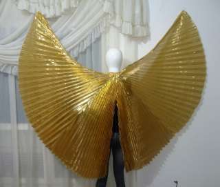 Petite Kids Lame Belly Dance Custome Isis Wings Gold 40 inches All 
