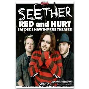  Seether Poster   Sweater Concert Flyer   Red and Hurt 