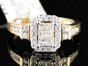  WOMENS YELLOW GOLD PRINCESS CUT DIAMOND ENGAGEMENT WEDDING RING 1/2CT