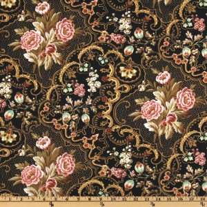  44 Wide Parlor Wallpaper Black/Multi Fabric By The Yard 