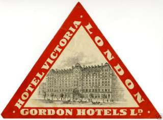 Hotel Victoria   LONDON ENGLAND   Early Label, c. 1910  