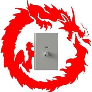 Flaming Dragon   Light Switch Decals   Custom Vinyl Wall Art   Made In 