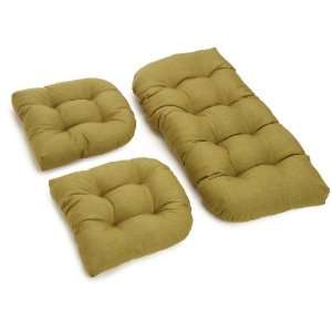   Poly All Weather UV Resistant Settee Group Cushions, Avocado, Set of 3