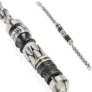  316L Stainless Steel Multi Link Chain Bracelet with Tribal 