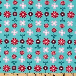   Bliss Flower Bed Aqua Fabric By The Yard Arts, Crafts & Sewing