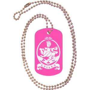 Cullen Family Crest Pink Dog Tag with Neck Chain