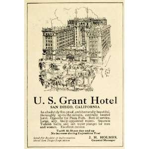 1915 Ad U. S. Grant Hotel San Diego California J. H. Holmes Plaza Park 